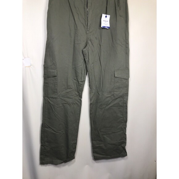 Adalae Womens Wide Leg Jeans Green Pockets Size 12 Cargo - Picture 4 of 12